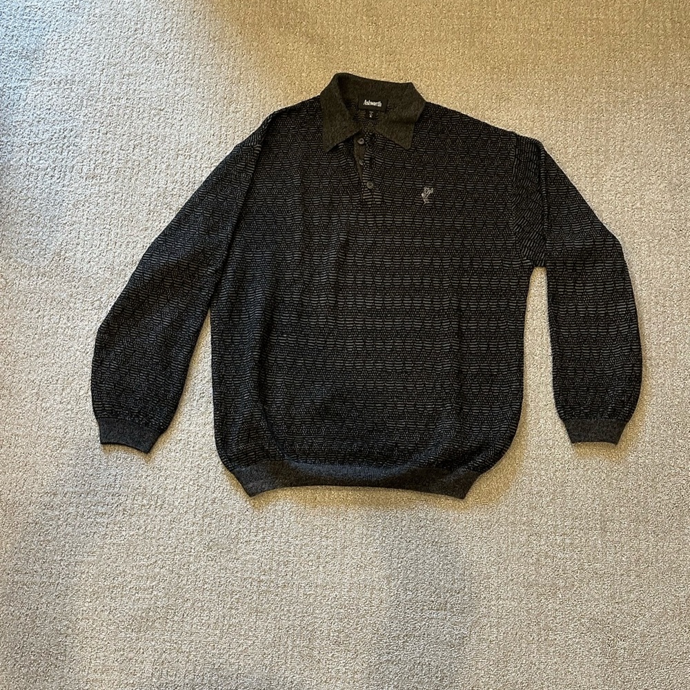 Ashworth Black/Gray, Collared 4 Button Pull Over,… - image 2